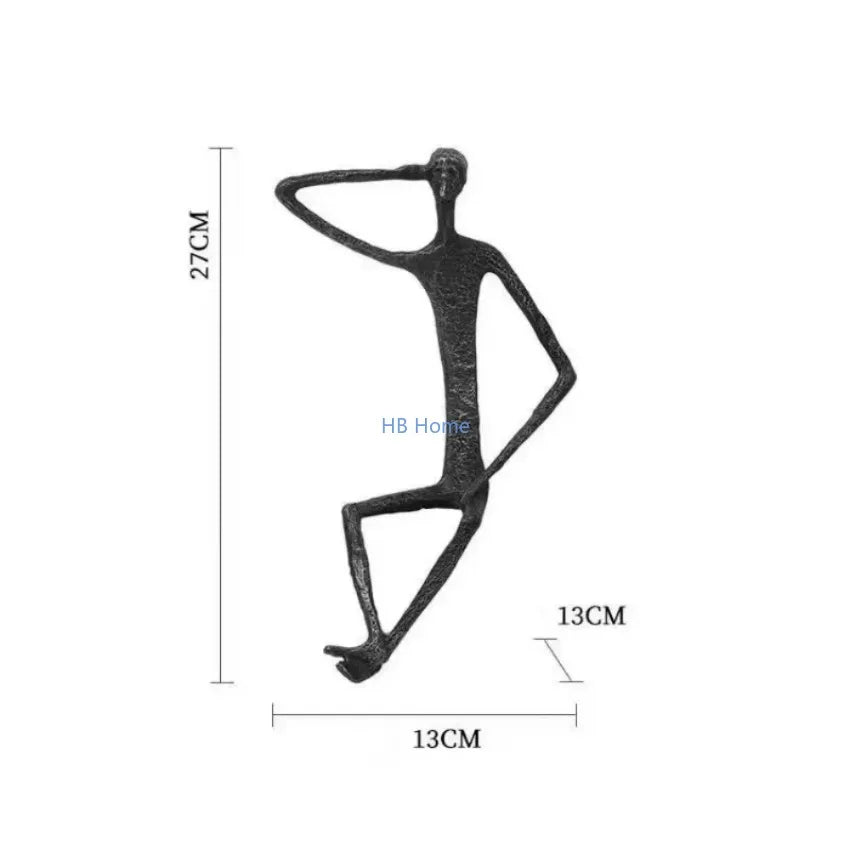 Abstract Metal Human Sculpture | Cast Iron Art Deco Desktop Ornament for Home Decor