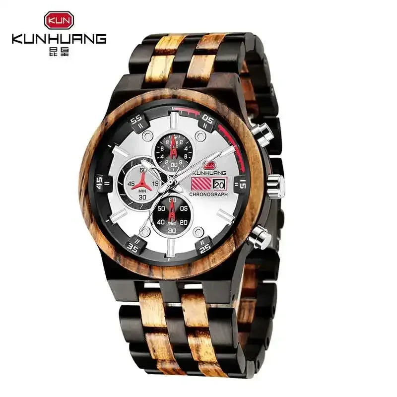 FBA Men's Luxury Wood Watch | Luminous Chronograph Date Quartz Wristwatch