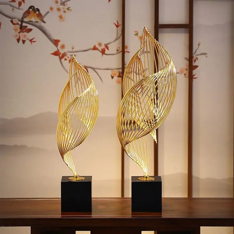 Abstract Gold Metal Sculpture | Modern Home & Office Decor Statue