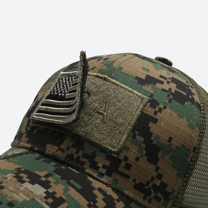 FBA Men's American Flag Camo Baseball Cap | Outdoor Tactical Hat