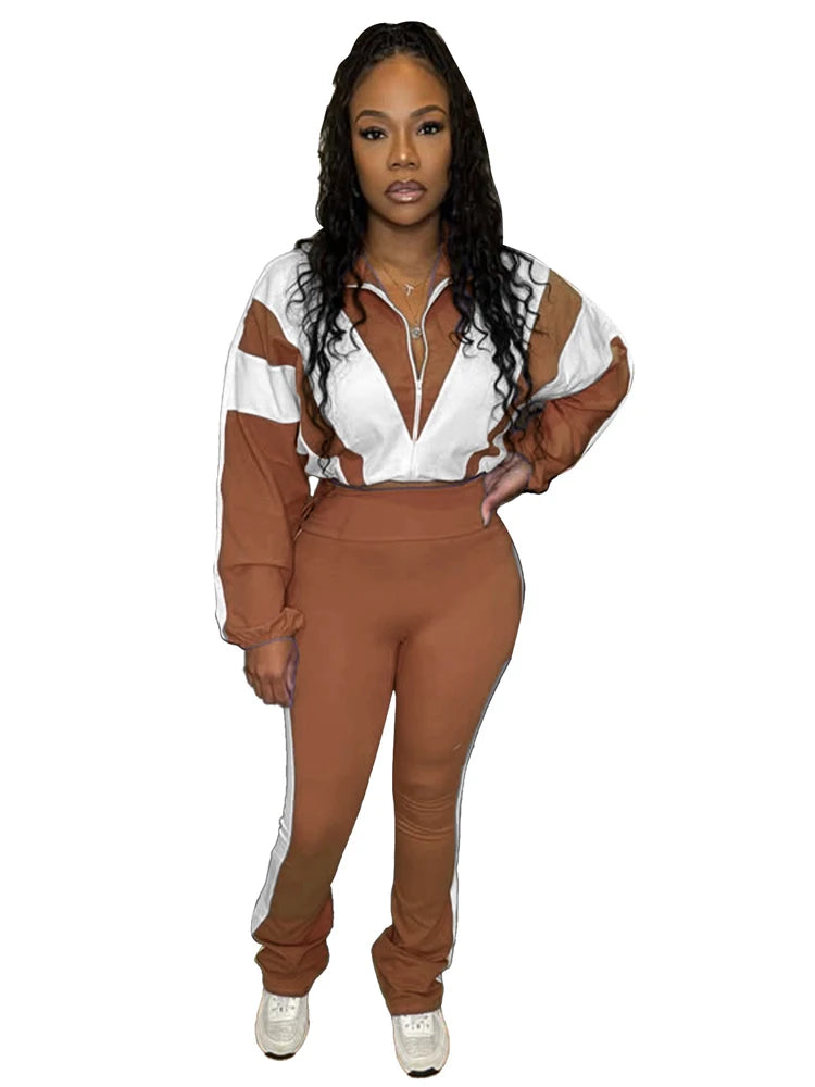 Women's 2-Piece Spring Jogger Tracksuit Set – Zip Jacket & Ankle-Length Pants | FBA Vibes