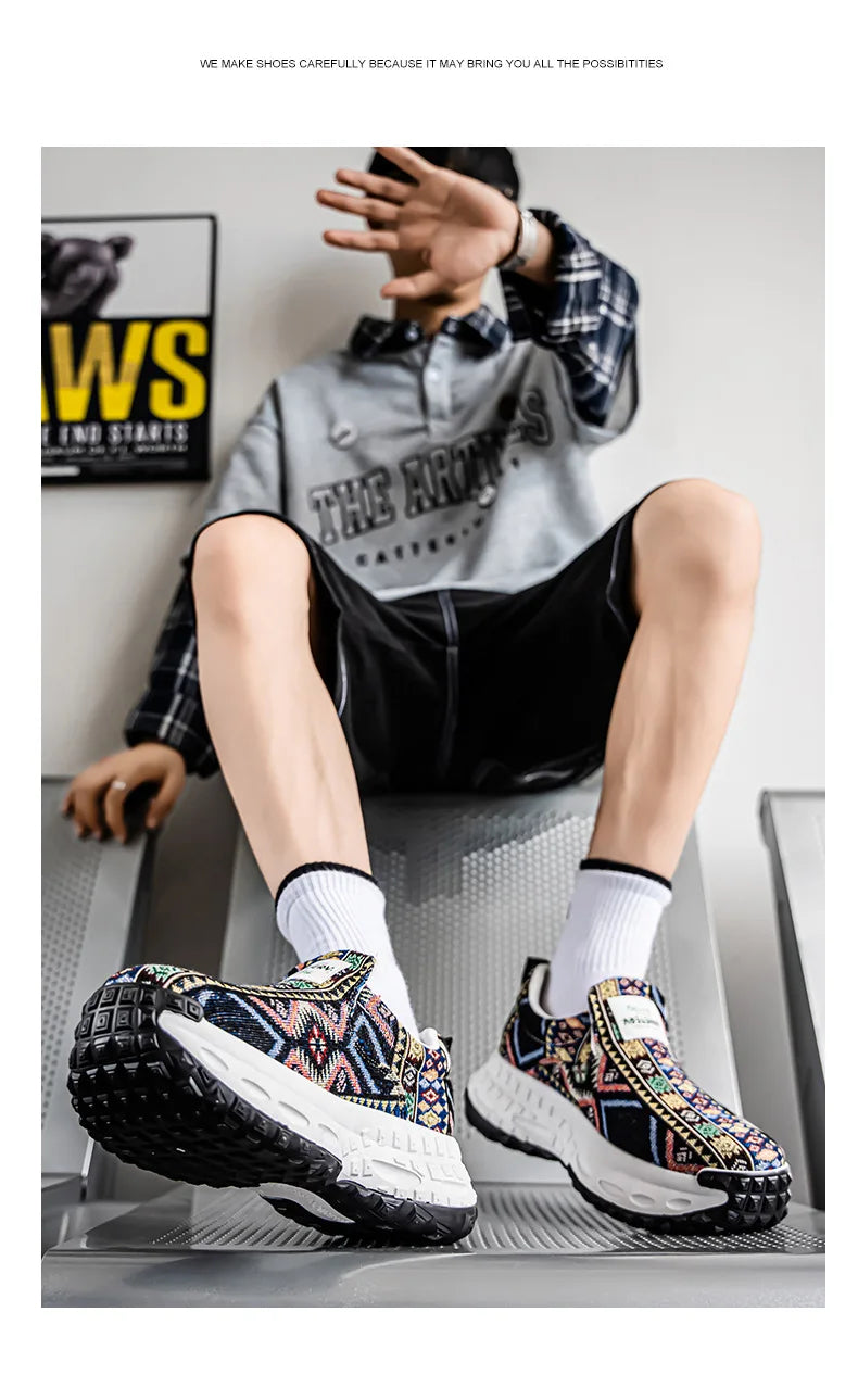 FBA Bohemia Print Canvas Sneakers | Breathable Anti-Slip Casual Shoes
