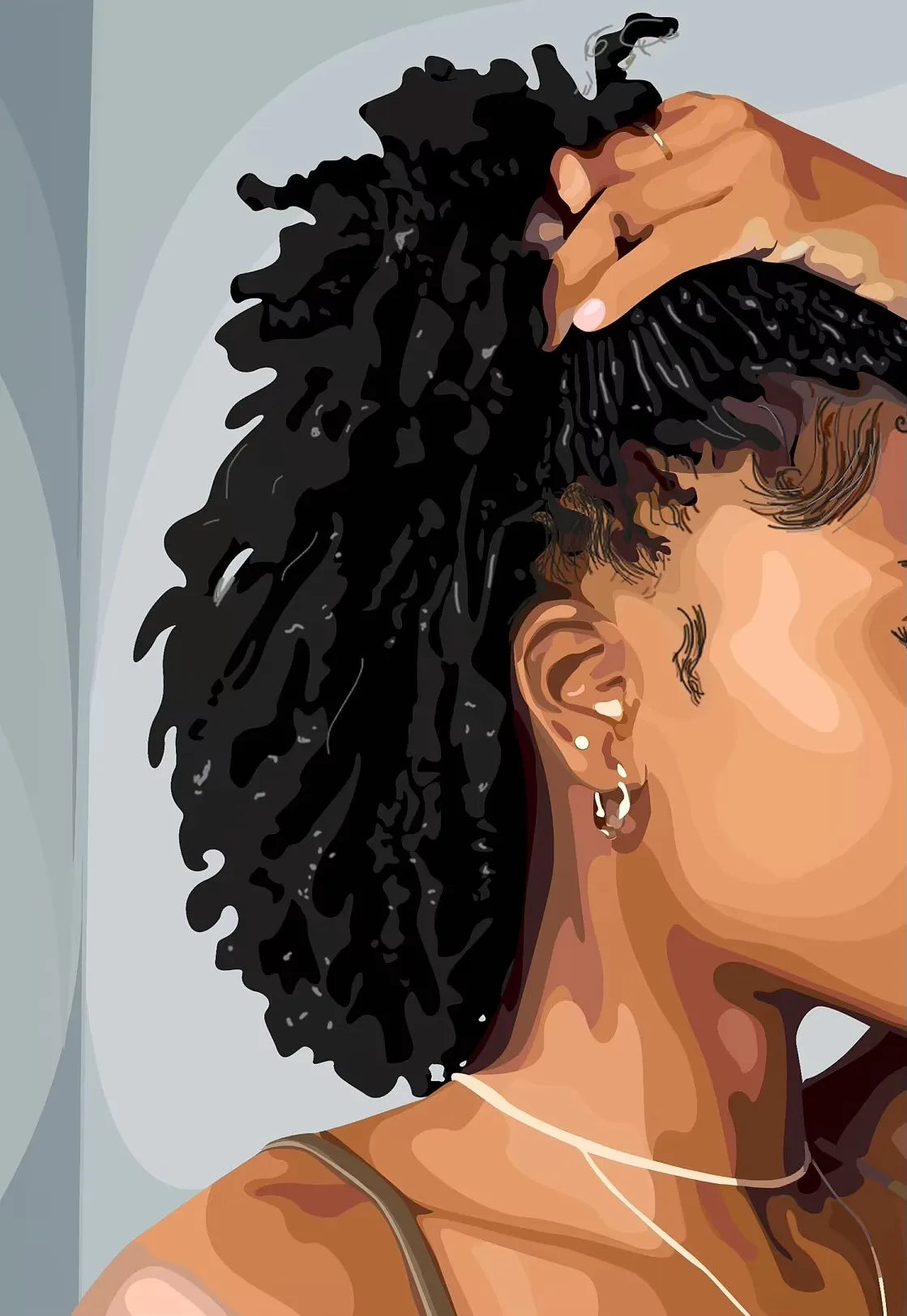 Hip Hop Black Girl Gold Jewelry Canvas Print | Afro Woman Wall Art