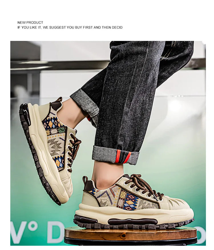 FBA Men's Low Top Thick Soled Platform Sneakers | Casual Sports Shoes