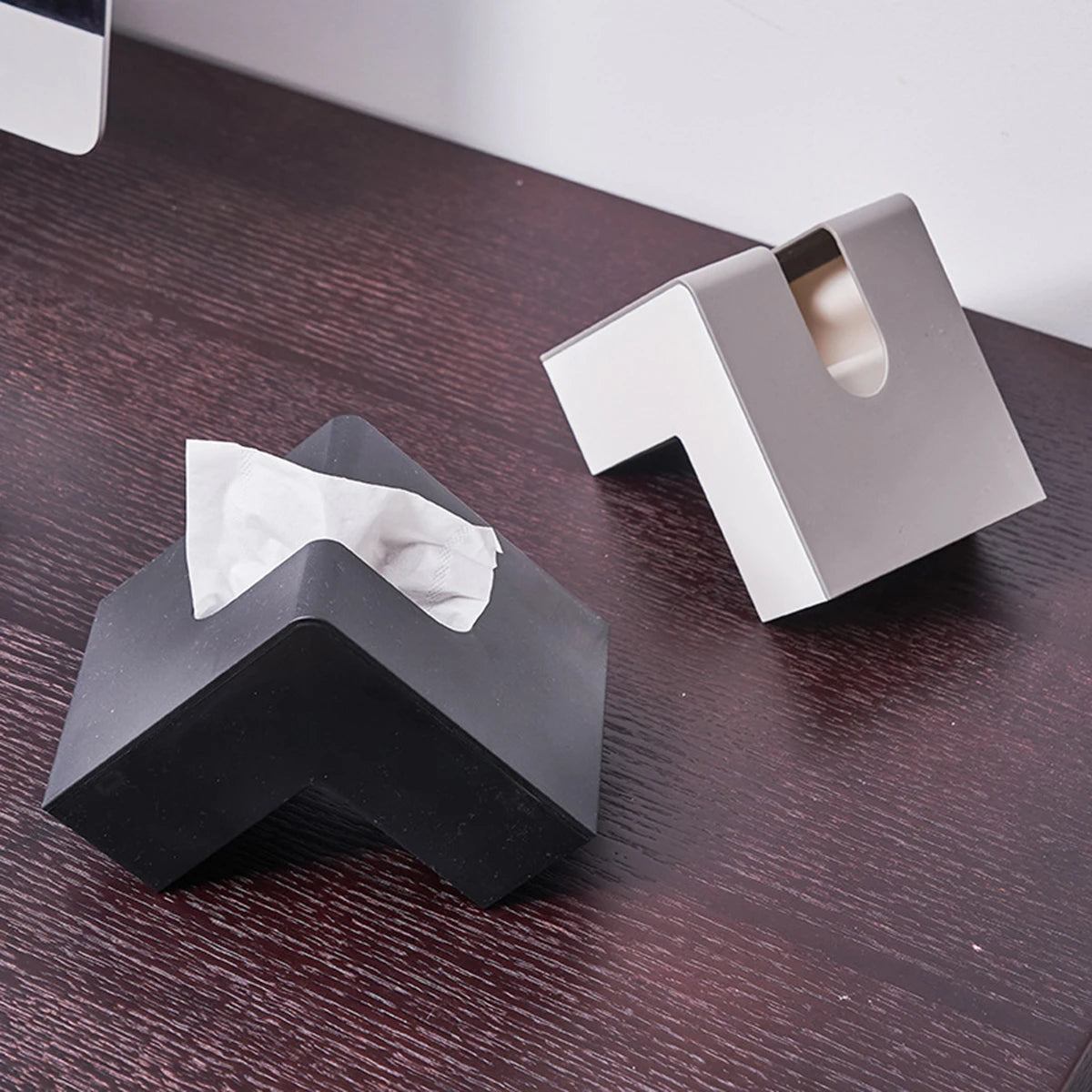 Modern Right-Angle Tissue Box | Minimalist Desktop Napkin Holder for Home, Kitchen & Office