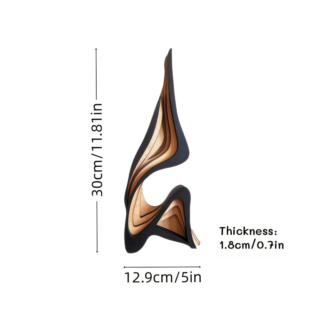 Abstract Wooden Streamlined Statue | Minimalist Sculpture for Bookshelf & Home Decor