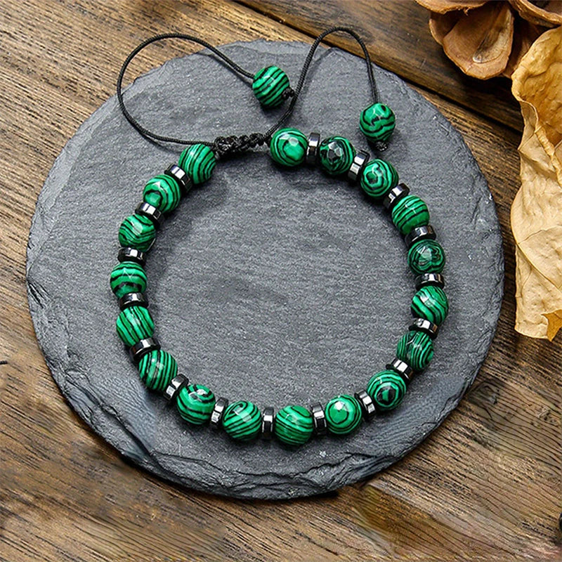 FBA Natural Malachite Beaded Stone Bracelet | Valentine's Day Jewelry Gift