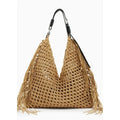 Handmade Woven Hollow-Out Tassel Tote Bag for Women – Bohemian Large Capacity Beach Shoulder Bag