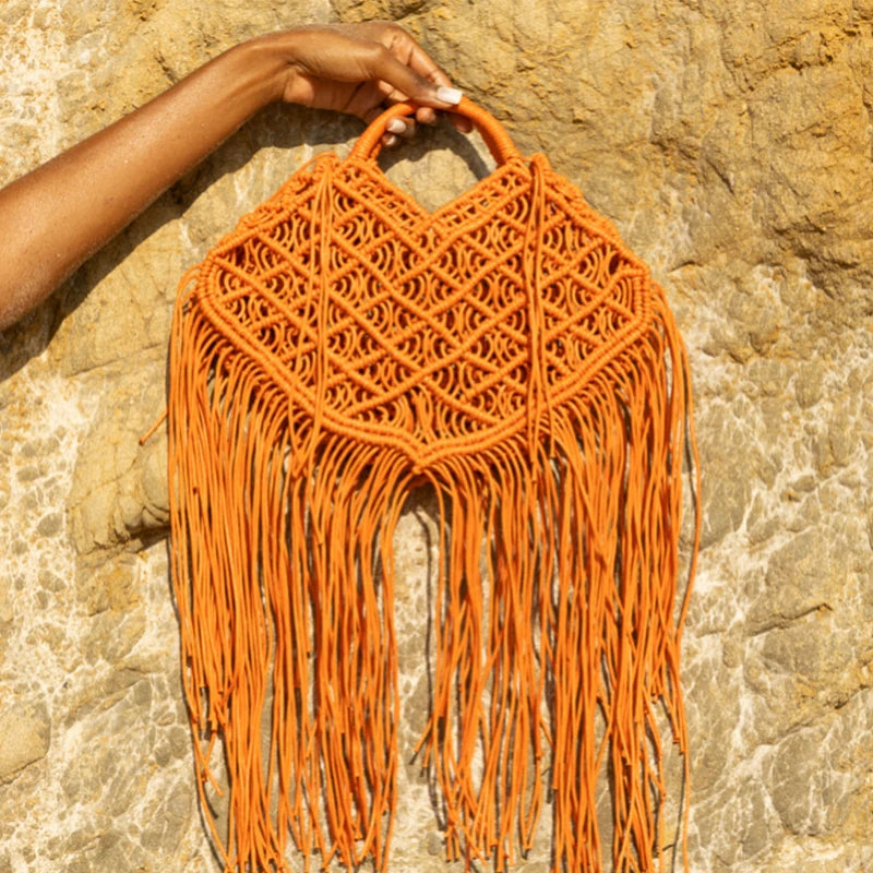 Bohemian Tassel Fishnet Tote Bag – Hollow Rope Woven Beach Handbag for Women