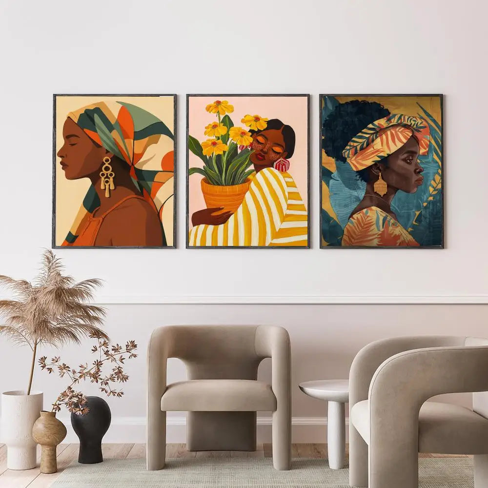African Women Abstract Art Poster | HD Waterproof Self-Adhesive Wall Decor for Any Space