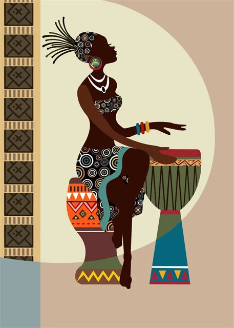 African Woman Abstract Art Canvas Print | Africa Girl Portrait Poster for Living Room Wall Decor