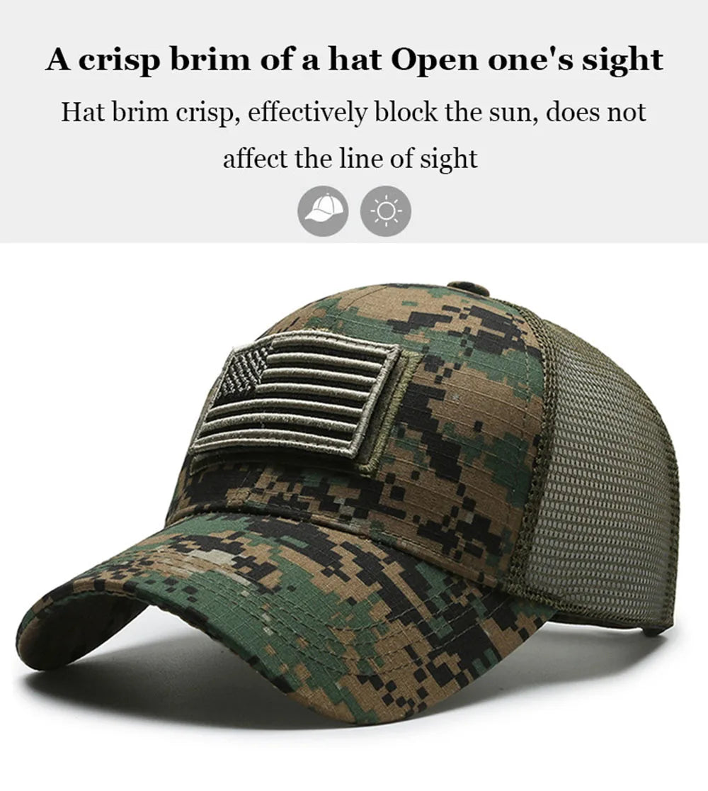 FBA Men's American Flag Camo Baseball Cap | Outdoor Tactical Hat