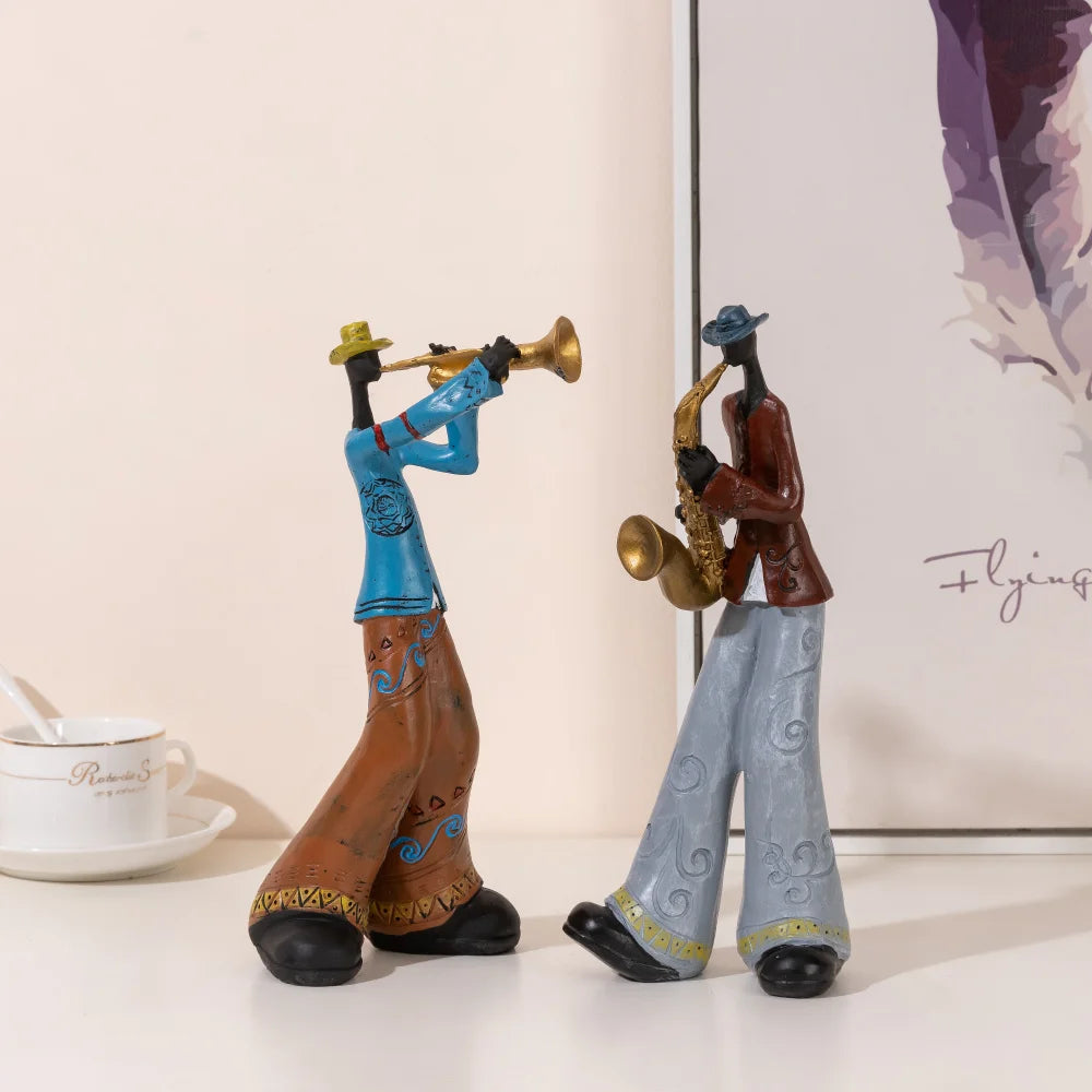 American Jazz Band Musician Resin Figurine | Nordic Arts & Crafts Statue for Living Room, Study & Office Decor