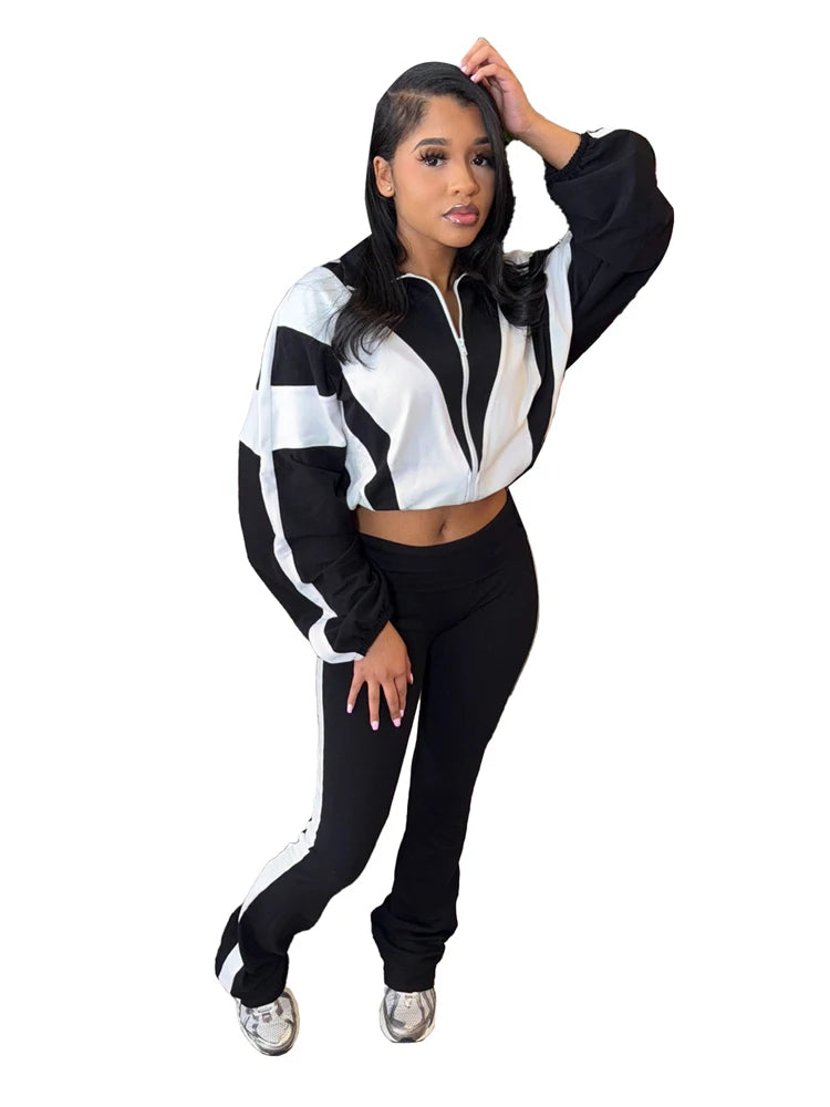Women's 2-Piece Spring Jogger Tracksuit Set – Zip Jacket & Ankle-Length Pants | FBA Vibes