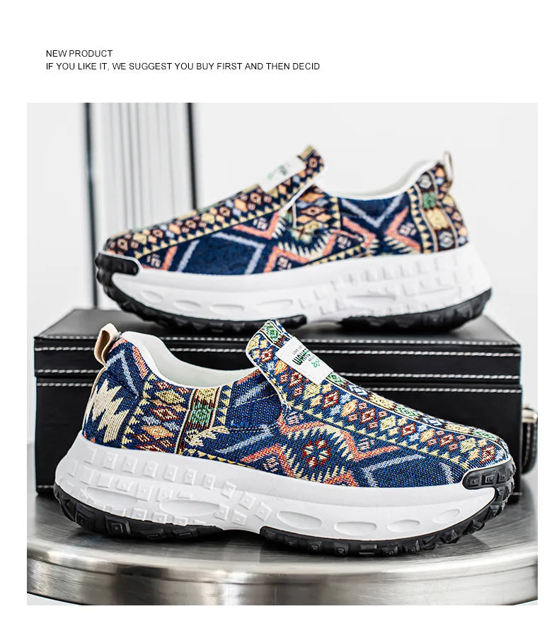 FBA Bohemia Print Canvas Sneakers | Breathable Anti-Slip Casual Shoes