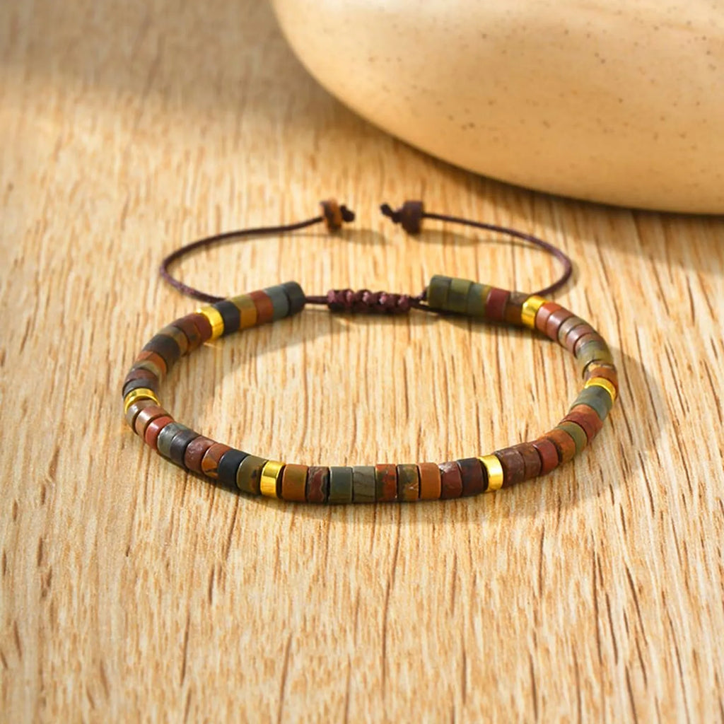 FBA Natural Blue Beaded Boho Bracelet for Men | Handmade Jewelry