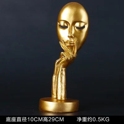 Resin Mask Art Sculpture | Modern Desk Ornament & Home Decor Statue