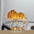 Acrylic Crystal Ox Sculpture | Nordic Luxury Transparent Statue for Living Room, Office & Wine Cabinet Decor