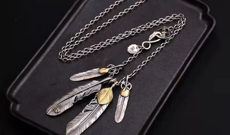 FBA Classic Feather Pendant Necklace Set | Hip Hop Punk Jewelry