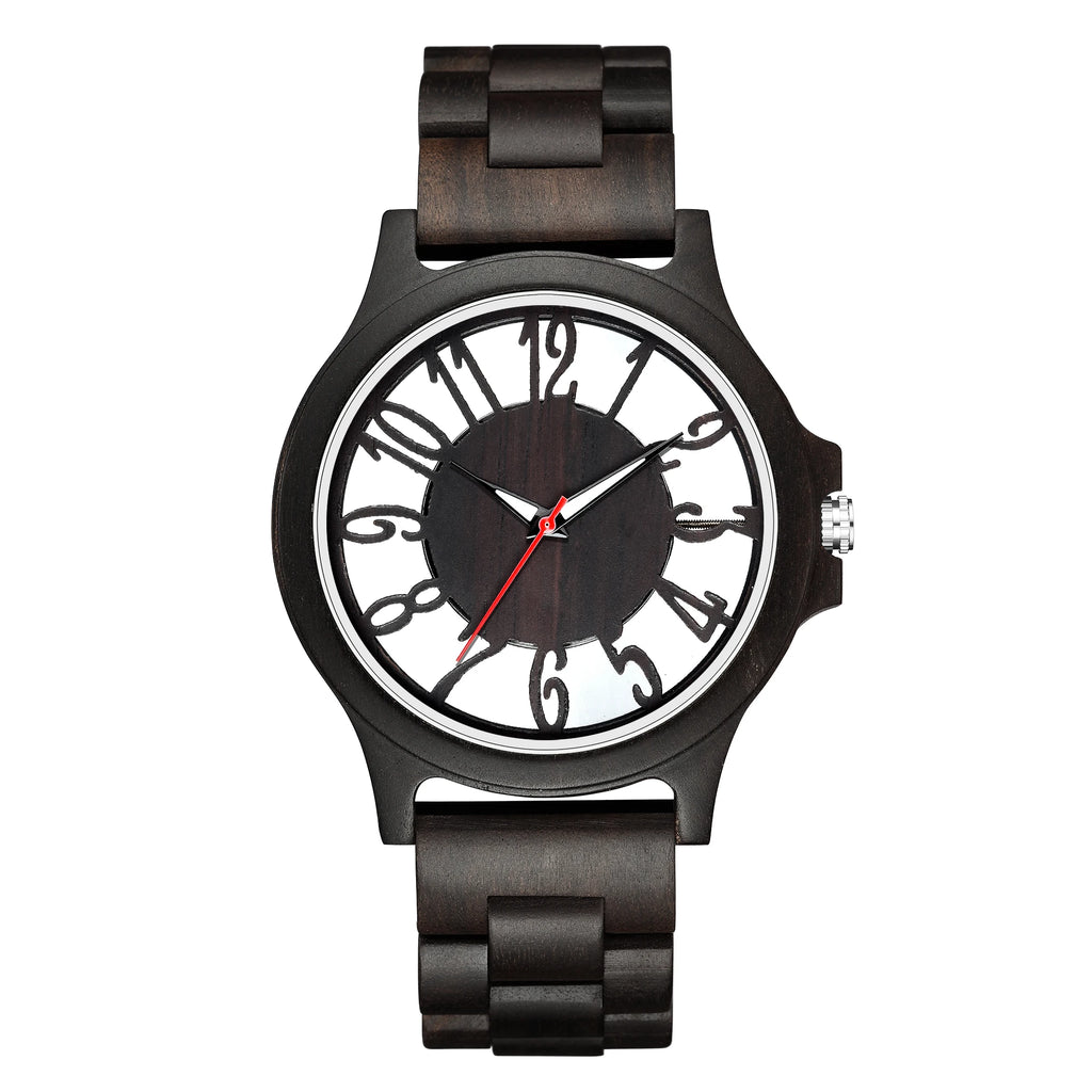 FBA Men's Transparent Hollow Wood Watch | Vintage Quartz Wooden Wristwatch
