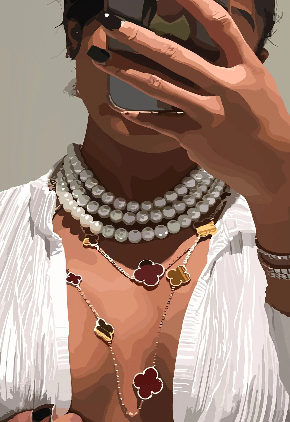 Hip Hop Black Girl Gold Jewelry Canvas Print | Afro Wall Art | FBA Vibes