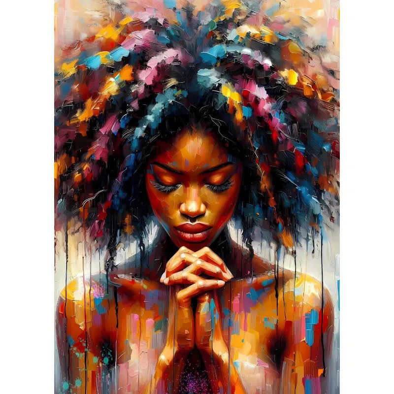 Graffiti Abstract African Girl Canvas Print | Black Woman Wall Art Poster