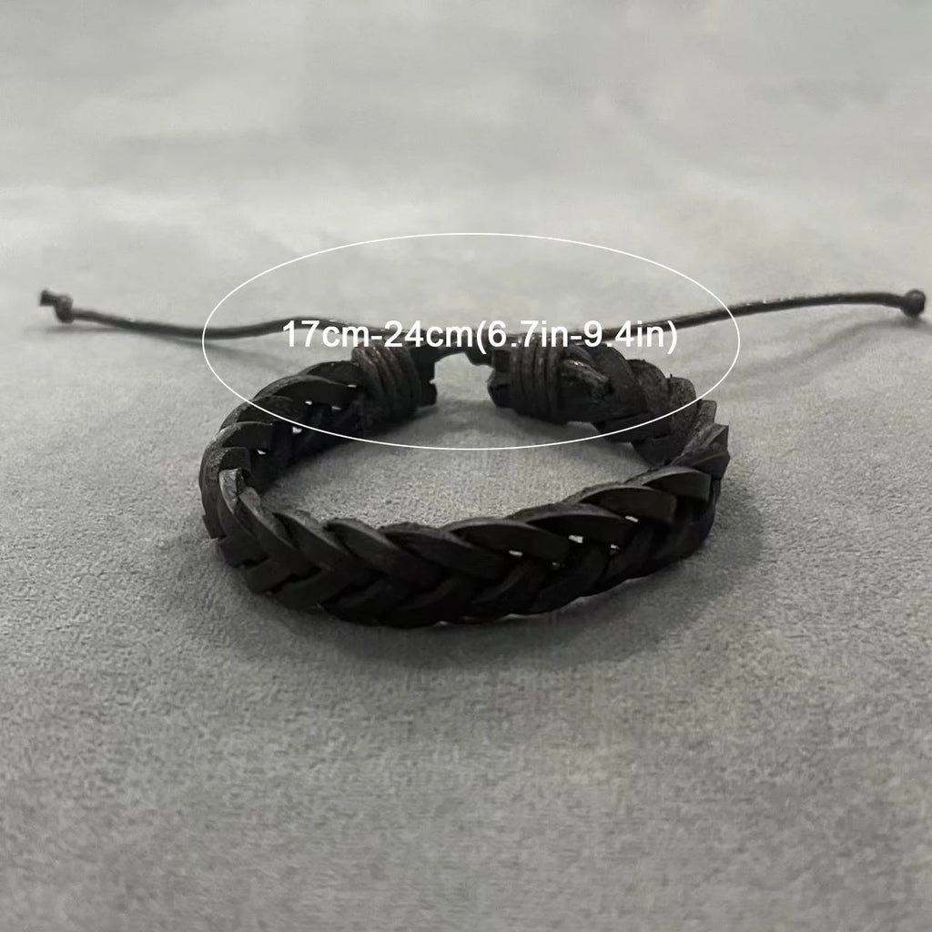 FBA Rustic Braided Leather Men's Bracelet | Birthday Gift Jewelry