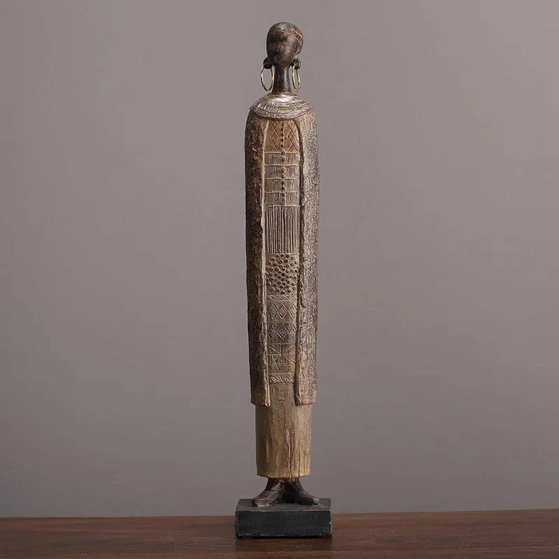 African Tribal Women Resin Figurine | Handcrafted Sculpture for Living Room, Bedroom & Cabinet Decor