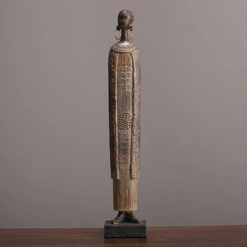 African Tribal Women Resin Figurine | Handcrafted Sculpture for Living Room, Bedroom & Cabinet Decor