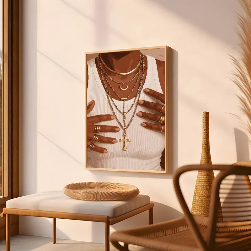 Black Girl Nail Art Canvas Print | Fashionable Women Poster Wall Art for Living Room & Bedroom