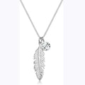 FBA Women's Feather Crystal Gold Pendant Necklace | Sterling Silver Jewelry