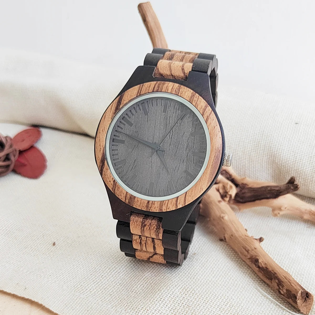 FBA Unisex Vintage Wood Watch | Leather Strap Quartz Wristwatch