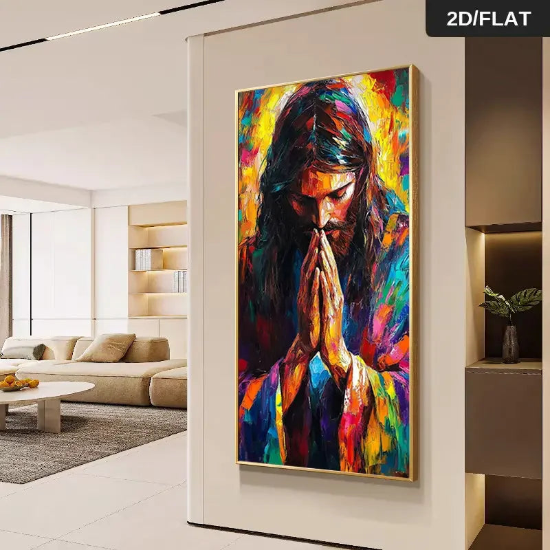 Jesus Prayer Abstract Canvas Print | Religious Wall Art | FBA Vibes