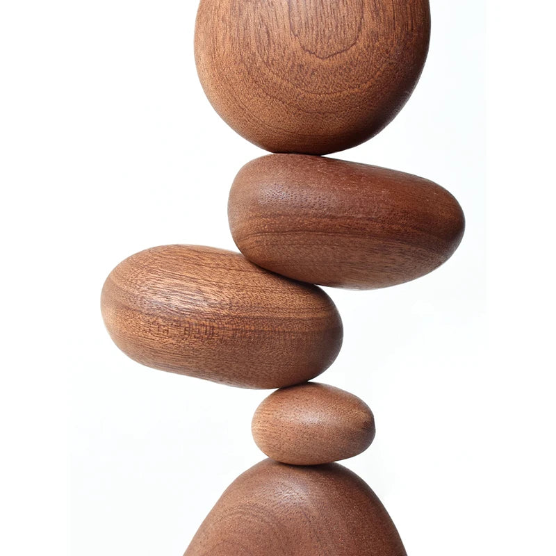 Solid Wood Stone-Shape Art Ornaments | Nordic Puzzle Decompression Decor for Home & Wall