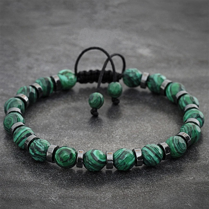 FBA Natural Malachite Beaded Stone Bracelet | Valentine's Day Jewelry Gift