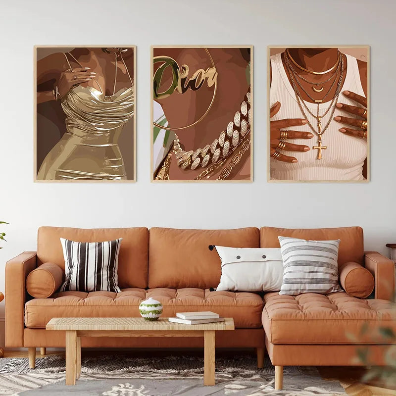 Black Girl Nail Art Canvas Print | Fashionable Women Poster Wall Art for Living Room & Bedroom