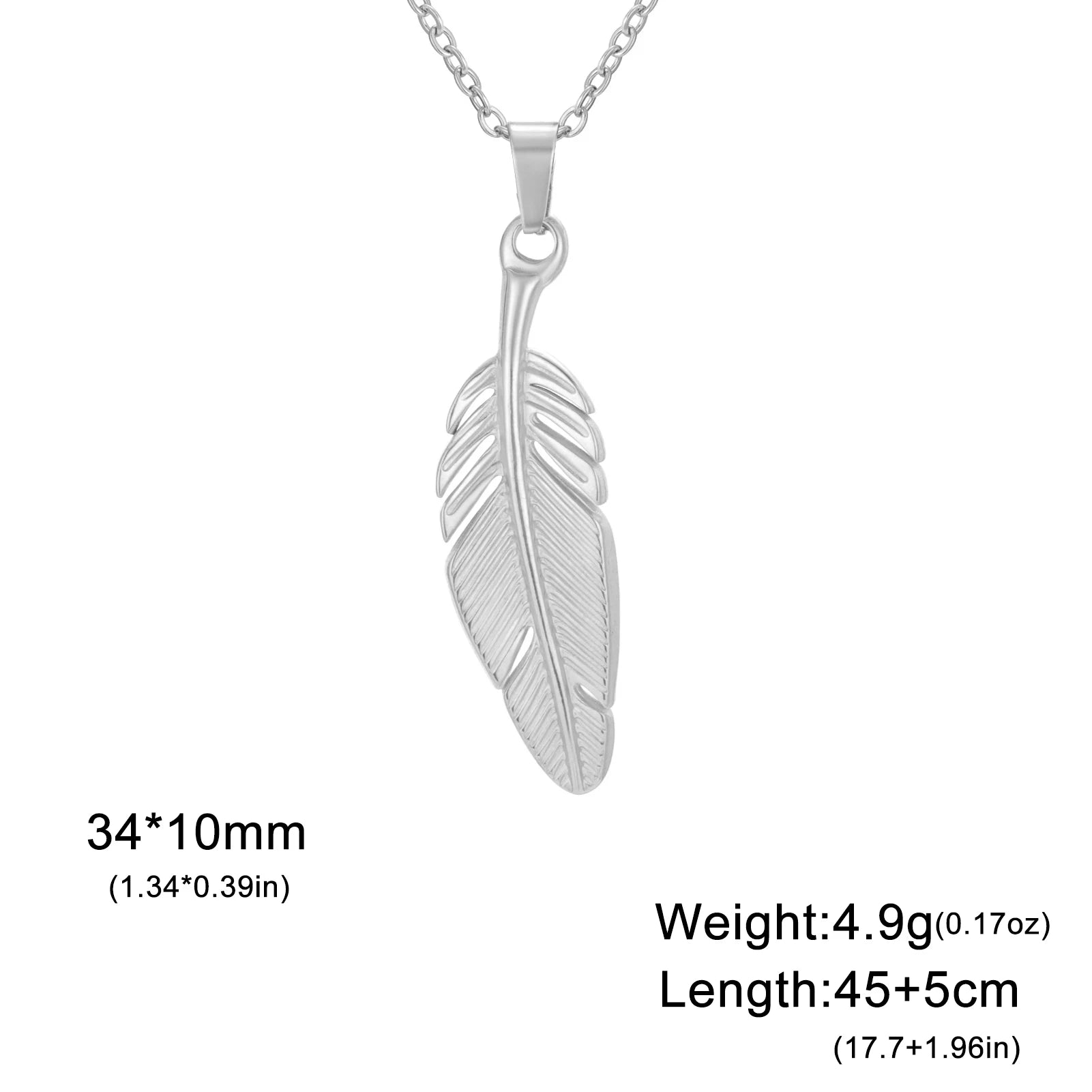 FBA Stainless Steel Feather Leaf Pendant Necklace | Women's Gold Jewelry