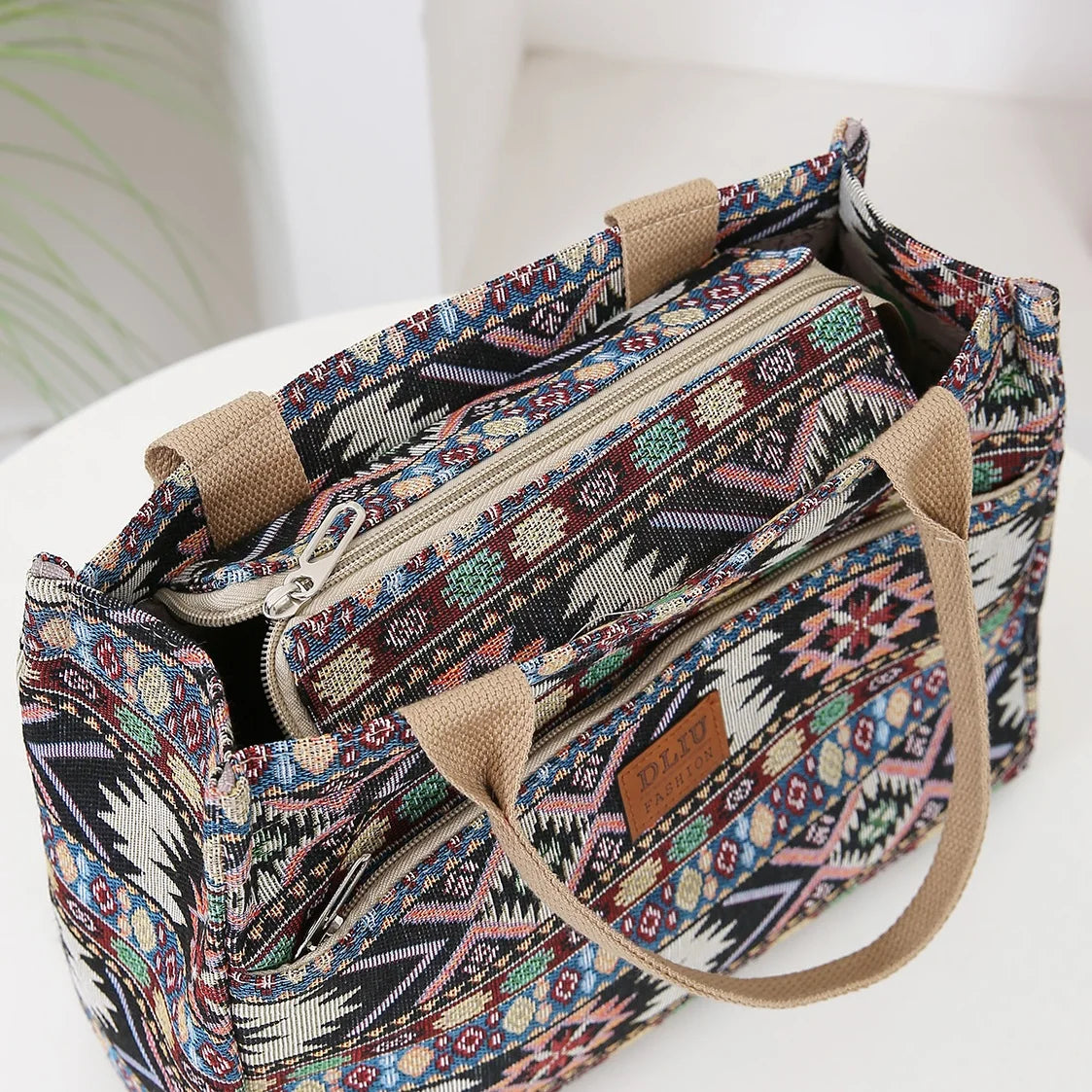 Knitted Jacquard Tote Bag for Women – Ethnic Pattern Shopping & Work Bag