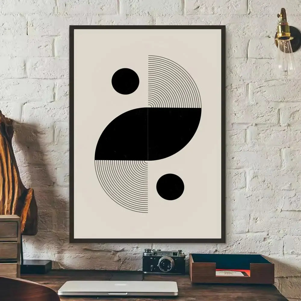 Black & White Modernism Canvas Print | Abstract Landscape Exhibition Poster Wall Art