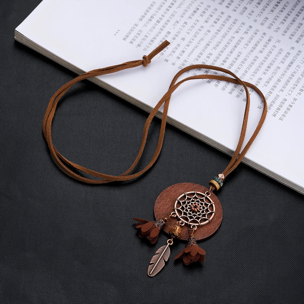 FBA Dream Catcher Feather Boho Leather Necklace | Women's Jewelry Gift