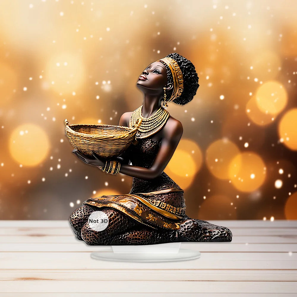 African Women Prayer Acrylic Sculpture | Desktop Decorative Ornament for Home & Living Room