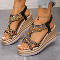 FBA Women's Beaded Bohemian Platform Sandals | Open-Toe Beach Shoes