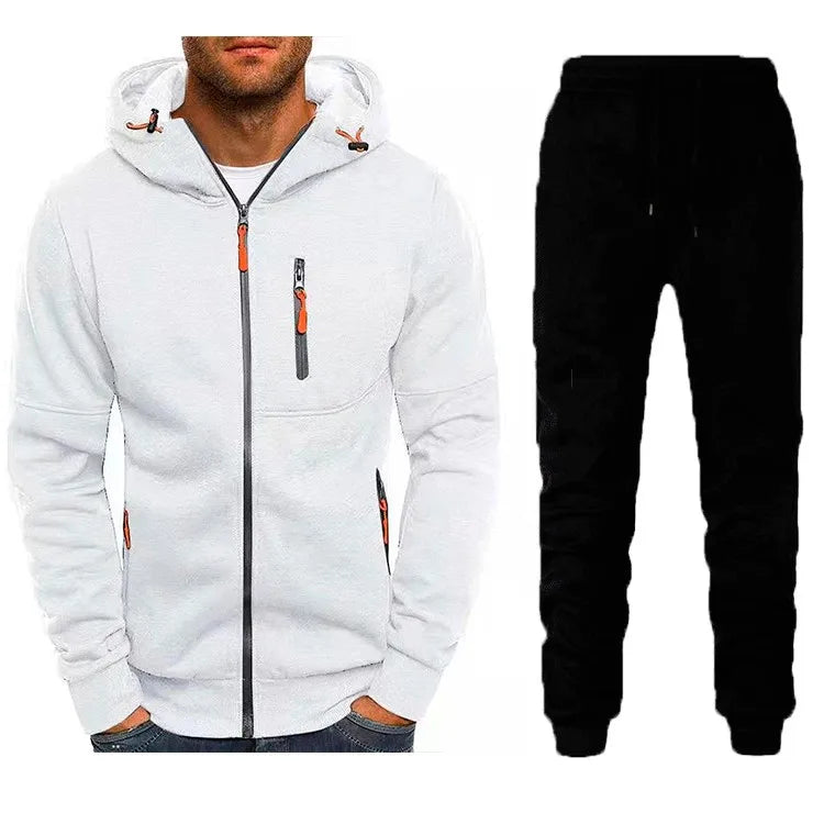 Men's 2-Piece Zip-Up Hoodie & Jogger Tracksuit Set – Fleece Sportswear Running Training Sweatsuit | Multiple Colors | S–3XL | FBA Vibes