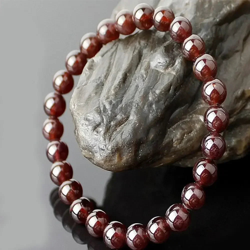 FBA Natural Garnet Beaded Charm Bracelet | Men's & Women's Jewelry