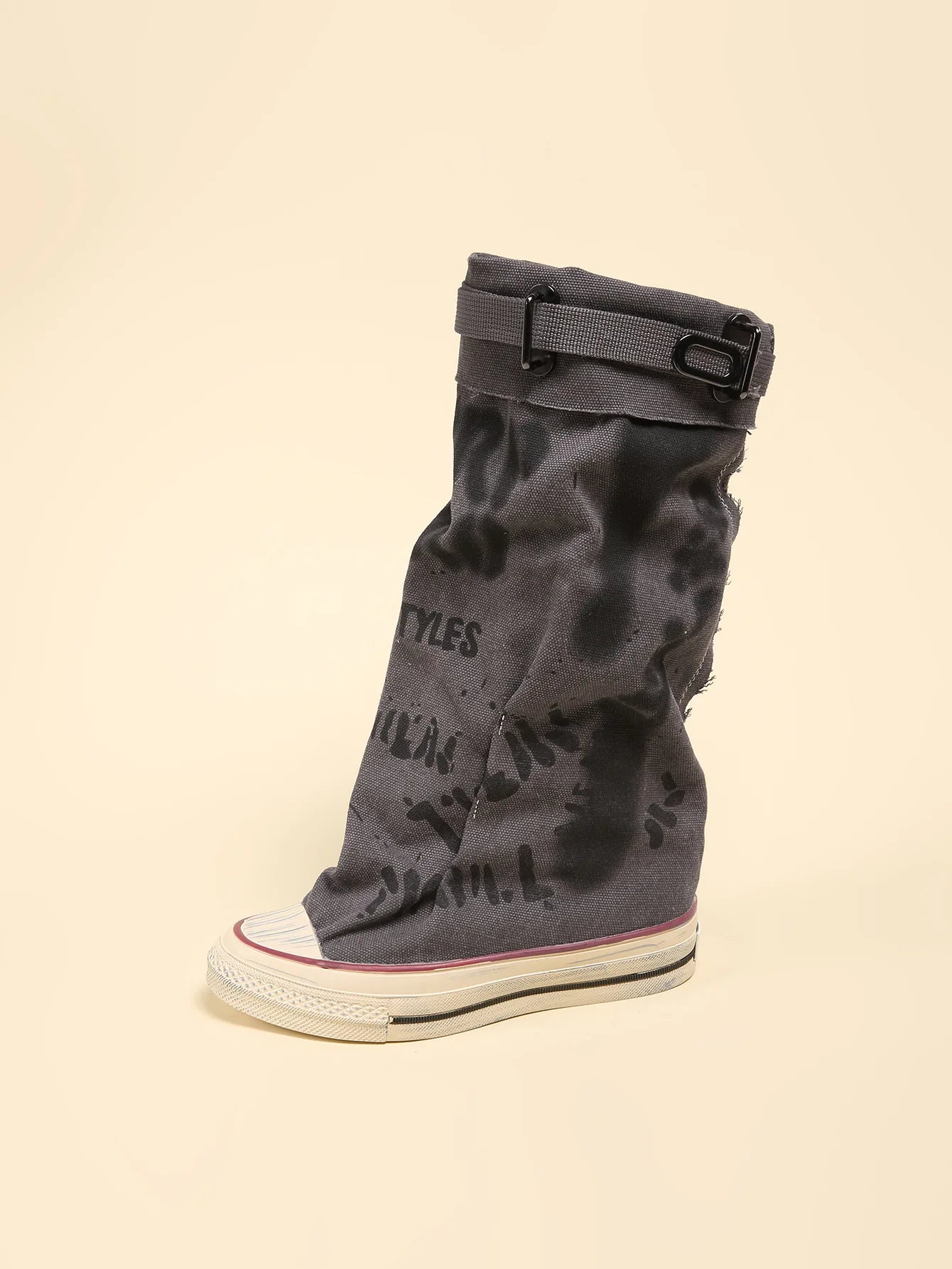 Women's Retro Canvas Slip-On Mid-Calf Sock Boot | FBA Vibes
