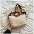 Hand Woven Straw Top Handle Crossbody Bag – Bohemian Beach Vacation Tote