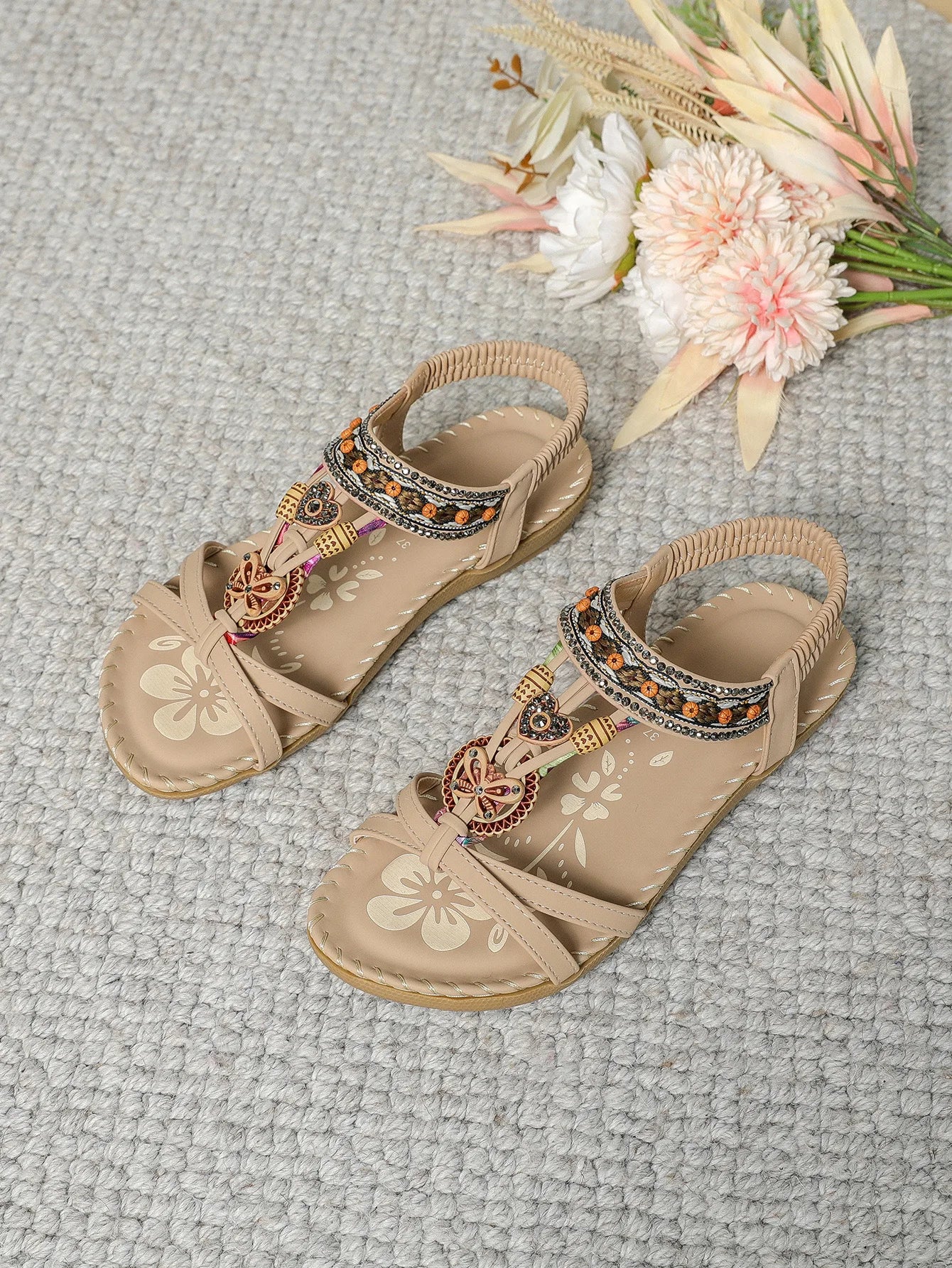 FBA Women's Bohemian Platform Flat Sandals | Plus Size Beach Shoes