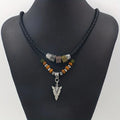 FBA Hip Hop Tribal Arrow Pendant Double Beaded Necklace | Men's Retro Jewelry