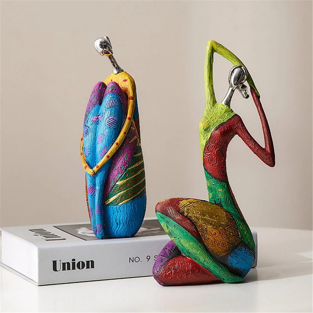 Abstract Female Sculpture | Hand-Painted Resin Art Figurine for Living Room, Desk & Home Decor