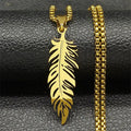 FBA Men's Stainless Steel Feather Pendant Necklace | Hip Hop Punk Jewelry
